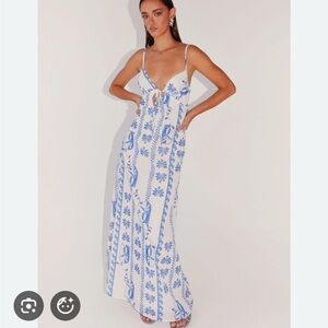 PEPPERMAYO Floral Linen Maxi Dress - Floral Wave - Sz 8